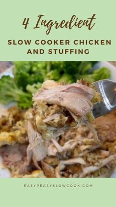 4 Ingredient Slow Cooker Chicken and Stuffing