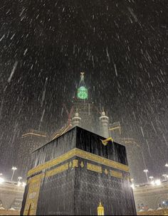 the ka'bah in the snow at night