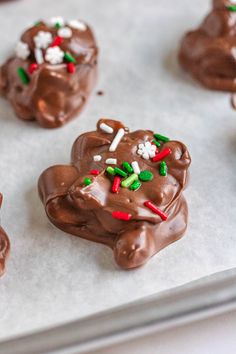 there are many chocolate treats on the tray