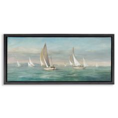 a painting of sailboats in the ocean