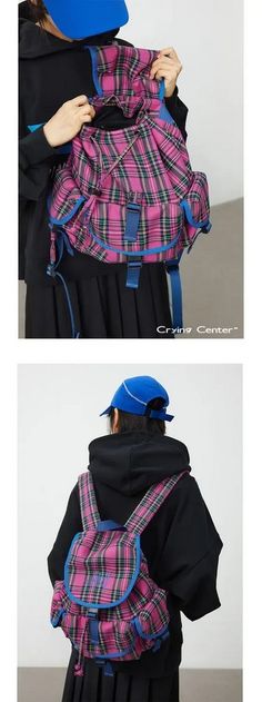 Preppy Style Plaid School Backpack Gothic Fashion, Plaid, Preppy Style, Plaid Fashion, School Backpack, Water Resistant Fabric, School Backpacks, Plaid Pattern, Everyday Look