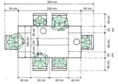 the floor plan for a living room with four couches and two tables, all in green