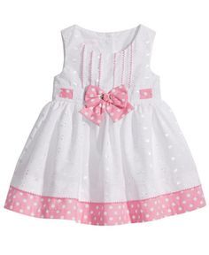 Bonnie Baby Eyelet & Dot-Print Dress, Baby Girls Baby Spring Dress, Baby Spring, Kids Frocks Design, Dot Print Dress, Baby Dress Design, Baby Dress Patterns