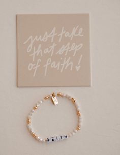 Details Beaded Stretch Bracelet 6.75" before stretch, size fits most Verse Reference on Attached Gold Tag Inspired by verse 2 Corinthians 5:7“For we live by faith, not by sight.” Made in USA By Faith Not By Sight, 2 Corinthians 5 7, Gold Tag, Stretchy Beaded Bracelet, Word Bracelet, Warm Tone, Dainty Bracelet, Missions Trip, Dainty Bracelets