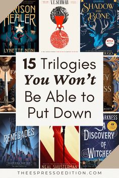 there are many books in this collage with the words, 15 triggies you won't be able to put down