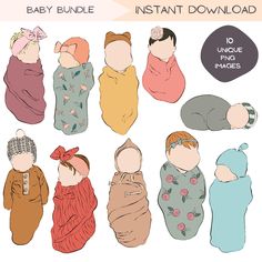 the baby bundle includes six different sleeping babies