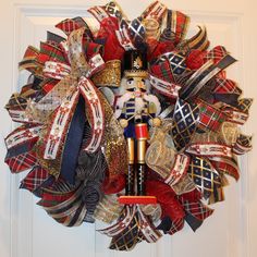 a wreath with a nutcracker on it