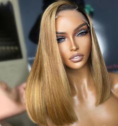 Bob Wigs Hair Color Blonde And Brown, Color Bob Wig, Ginger Ombre, Human Hair Wigs Straight, Lace Front Short, Honey Blond, Olive Oil Hair, Wigs Straight, Curly Bob Wigs