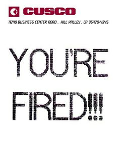 an advertisement with the words you're fired written in black on a white background