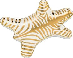 a gold and white zebra print starfish ornament on a white background for decoration