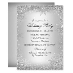 silver snowflake holiday party card