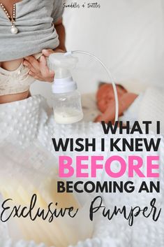 a woman is breastfeeding her baby with the words, what i wish i knew before becoming an exclusively pamper