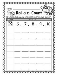 the roll and count worksheet for numbers 1 - 10 with pictures on it