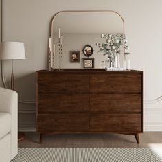 a living room scene with focus on the dresser