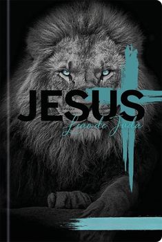 the cover to jesus's bible book, with an image of a lion on it