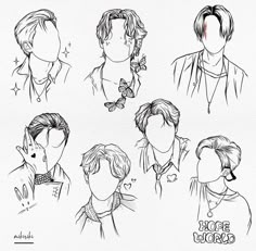 some drawings of people with different hair styles