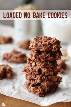 no bake cookies stacked on top of each other