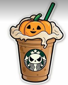 a starbucks cup with pumpkins and whipped cream