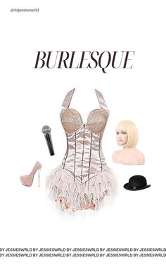 a woman in a corset and high heels is featured on the cover of burlesque magazine