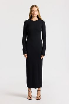 An understated silhouette with high impact, the Verona Crewneck Maxi Dress embodies effortlessly chic style. Handcrafted from a super soft, cotton-modal baby rib jersey, this minimal full-length crewneck silhouette makes the perfect cooler weather staple to anchor any transitional wardrobe rotation. Details Form-fitting Figure-hugging, slim fit Maxi length Crew neckline Long sleeves Clean finish hems at sleeves and neckline Raw edge bottom hem Handcrafted in Los Angeles 46% COTTON / 46% MODAL / 8% SPANDEX Size & Fit Model is 5’8” and wearing a size XS. Fabric + Care machine-wash-cold,tumble-dry-low,do-not-bleach Cotton Citizen, Maxi Dress Cotton, Cooler Weather, Verona, Fabric Care, Blue Dresses, Chic Style, Fitness Models, Full Length