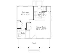 the floor plan for a small house with two bedroom and an attached living room area