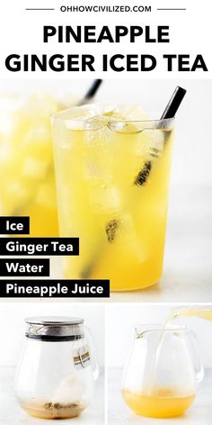 pineapple ginger iced tea recipe with ingredients