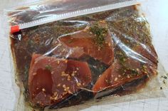 the meat is wrapped in plastic and ready to be eaten