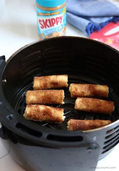 some food is cooking in an air fryer