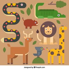 an animal and giraffe are depicted in this cartoon style poster, which features different animals