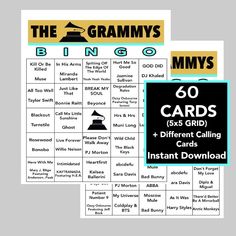 the grammy's bingo game with 30 cards