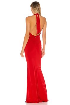 95% poly, 5% spandex Dry clean recommended Fully lined Hidden back zipper closure with metal ring accent Halter neck tie closure Imported Halter Prom Dress, Dresses Silk, Halter Gown, Women Figure, Red Dresses, Cardigan Sweater Jacket, Gothic Dress, Crop Top Blouse, Boho Maxi Dress