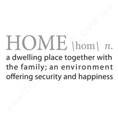 the words home are written in black on a white background with an image of a house and