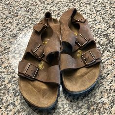 Brand New Birks Never Worn Outside. My Husband Tried Them On And And Didn’t Like Them Too Late To Return. No Wear Or Stains Mens Birkenstocks, Men Birkenstock, Shoes Birkenstock, Birkenstock Brown, Cute Shoes Heels, Birkenstock Milano, Birkenstock Shoes, Too Late, Cute Shoes