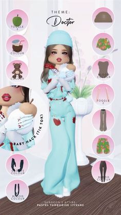 an image of a doll that is wearing clothes and holding a stuffed animal in her hands