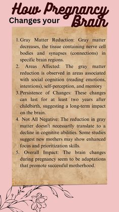 an old paper with the words how pregnancy changes your brain