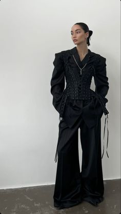 Modern Noir Fashion, Upscale Goth Outfits, High Fashion Suit, Asymmetrical Suit, High Tech Fashion, Industrial Fashion, Long A Line Skirt, Fest Outfits, Textil Design