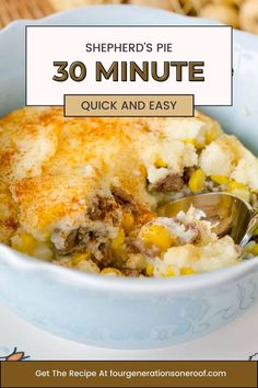 easy 30 minute shepherds pie Shepards Pie With Corn, Quick Shepards Pie Ground Beef, Shepherd Pie, Easy Shepherds Pie, Shepard's Pie, Shepherd's Pie Recipe, Shepards Pie, Shepherds Pie Recipe, Pot Pies