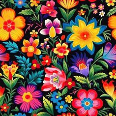 an image of colorful flowers on black background