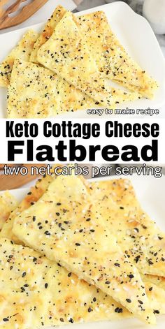 keto cottage cheese flatbread on a white plate