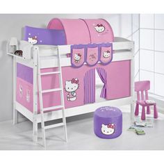 a hello kitty bunk bed with pink accessories