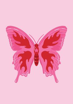 Illustration of a butterfly with flames. Flame Butterfly, Butterfly Art Print, Pink And Red, Butterfly Art, Australia, I Love, Art Print, Red, Pink