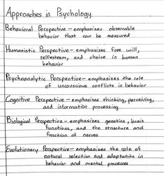 a piece of paper with writing on it that says approaches in rhyholacy