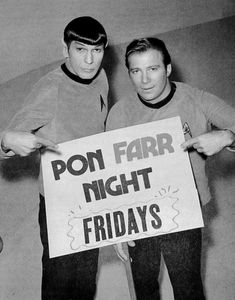 two men holding a sign that says pon fair night friday's