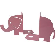 two pink elephants standing next to each other