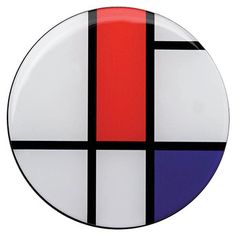 a red, white, and blue plate with black lines on the bottom is shown