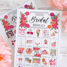 Hot Pink + Orange Bridal Bingo Cards - Greengate Images Bright Colored Bridal Shower Ideas, Pink And Orange Bridal Party, Bridal Shower Ideas Colorful, Bridal Shower Orange And Pink, Orange And Pink Bridal Shower Ideas, Pink And Orange Bridal Shower Decor, Kitchen Bridal Shower Ideas, Flower Themed Bridal Shower Ideas, Colorful Bridal Shower Ideas