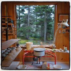 an image of a room that is in the process of being used to make pottery