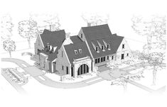 this is an artist's rendering of the front elevation of these luxury home plans