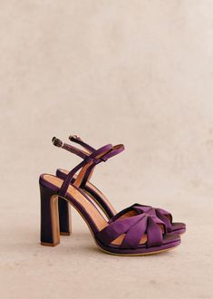 High heel sandals;Made in our Italian atelier;Buckled ankle strap fastening system;Hand-crossed upper;Textile exterior;Leather lining and insole;Leather and rubber outsole;Textile wrapped heel;Heel height: 9.3 cm / 3.5 in;Platform height: 0.7 cm