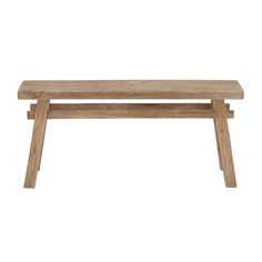 a wooden bench sitting on top of a white background